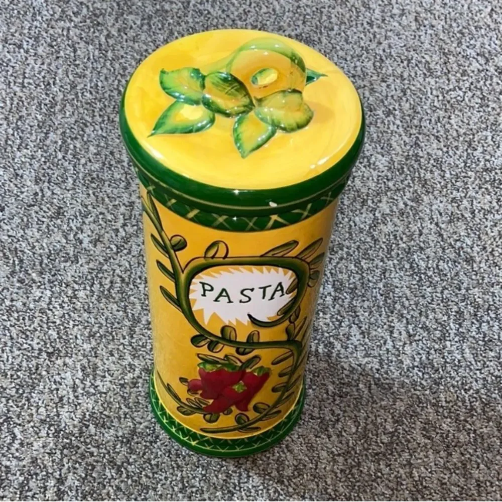 Low price Jay Import Pasta Yellow And Green Pasta Spaghetti Canister SeramicJar